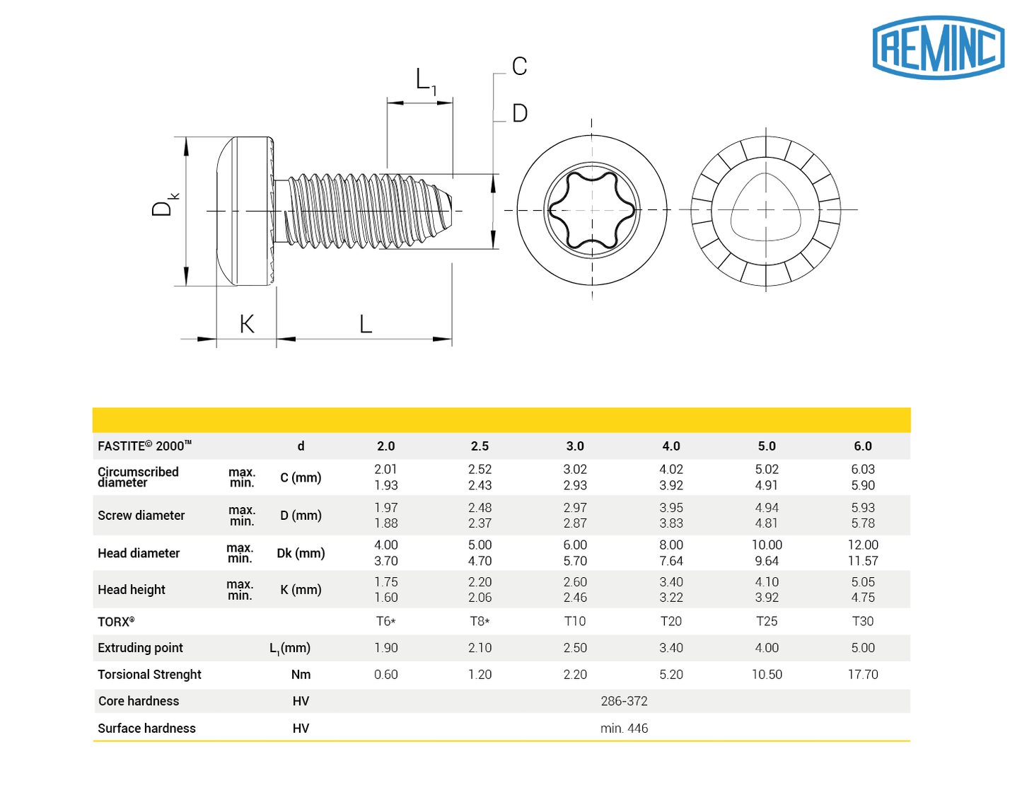 FASTITE® 2000™ Licensed screw, Pan head TORX® recess