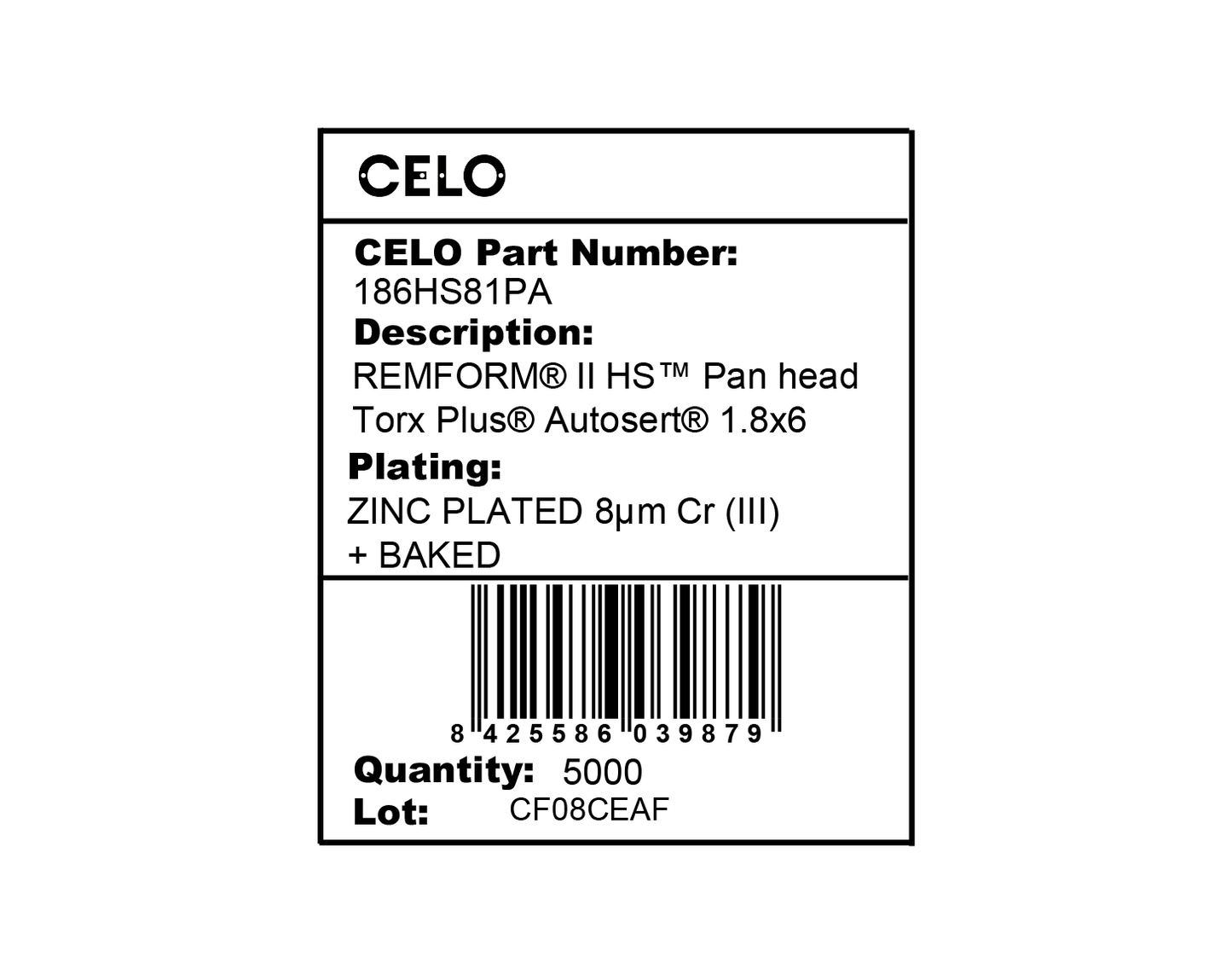 REMFORM® II HS™ Licensed screw, Pan head TORX PLUS® AUTOSERT®