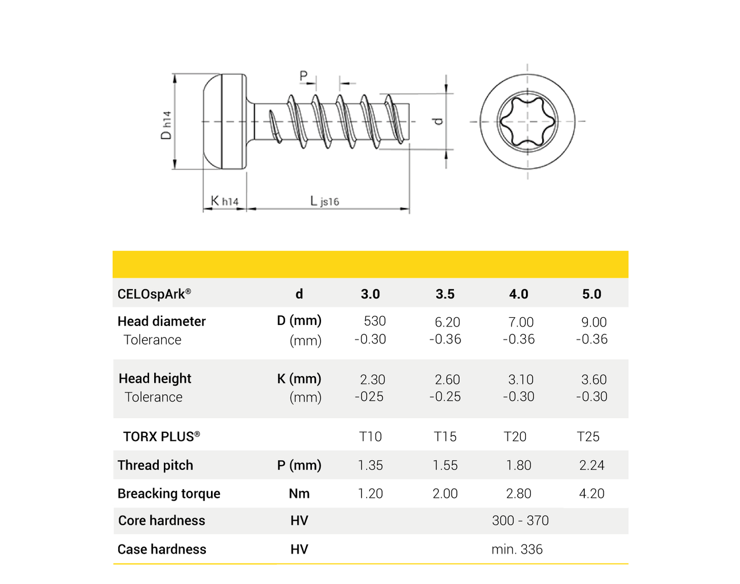 CELOspArk® screw, Pan head TORX®