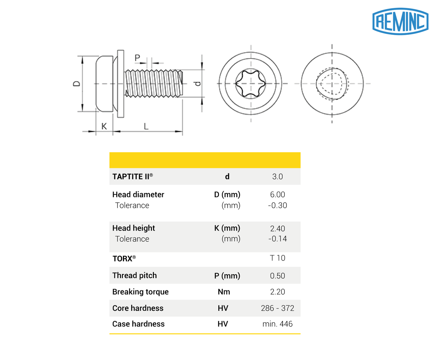 TAPTITE II® screw, Pan head conical washer, TORX®