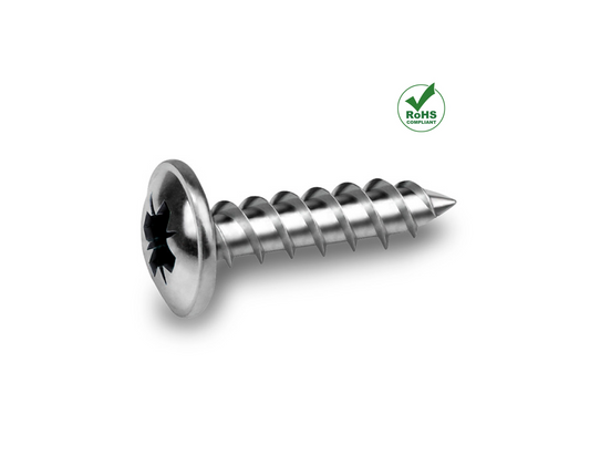 TWINPLAST Zinc plated screw, Pan head flange POZI , CUT-OFF point
